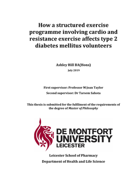 How a Structured Exercise Programme Involving Cardio and Resistance Exercise Affects Type 2 Diabetes Mellitus Volunteers