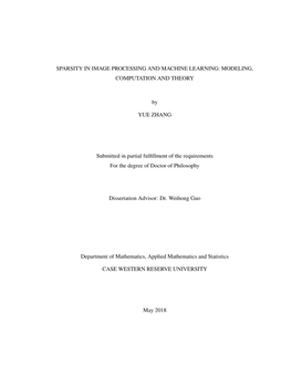 Sparsity in Image Processing and Machine Learning: Modeling, Computation and Theory