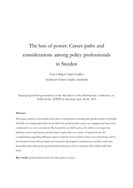 The Lure of Power: Career Paths and Considerations Among Policy Professionals in Sweden