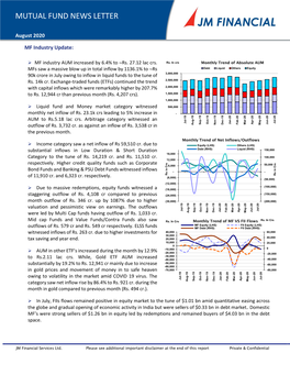 MUTUAL FUND NEWS LETTER Mutual Fund News Letter August 2020