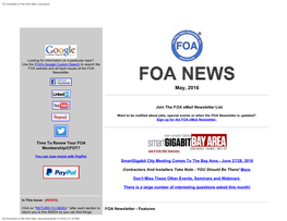 The Newsletter of the Fiber Optic Association