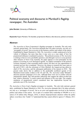 Political Economy and Discourse in Murdoch's Flagship Newspaper, The