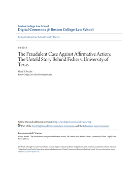 The Fraudulent Case Against Affirmative Action: the Untold Story Behind Fisher V. University of Texas