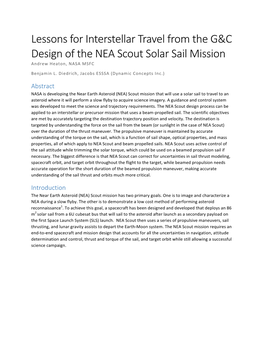 Lessons for Interstellar Travel from the G&C Design of the NEA Scout