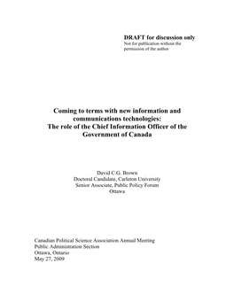 The Role of the Chief Information Officer of the Government of Canada