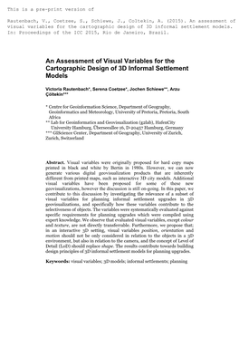 An Assessment of Visual Variables for the Cartographic Design of 3D Informal Settlement Models