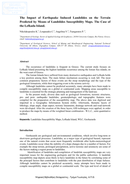 The Impact of Earthquake Induced Landslides on the Terrain Predicted by Means of Landslides Susceptibility Maps