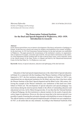 The Pomeranian National Institute for the Deaf and Speech-Impaired in Wejherowo, 1921–1939