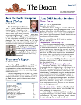 The Beacon June 2015 First Unitarian Church News a Vigil for the City Healthy Congregations BY: D