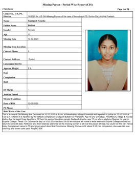 Missing Person - Period Wise Report (CIS) 17/02/2020 Page 1 of 50