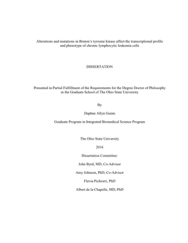 Alterations and Mutations in Bruton's Tyrosine Kinase Affect The