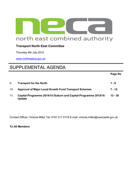 North East Combined Authority Transport North East Committee