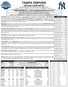 TAMPA TARPONS OFFICIAL GAME NOTES George M