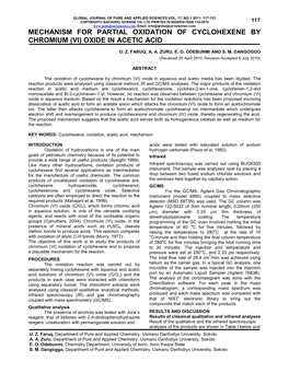 Mechanism for Partial Oxidation of Cyclohexene by Chromium (Vi) Oxide in Acetic Acid