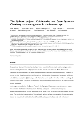 The Quixote Project: Collaborative and Open Quantum Chemistry Data Management in the Internet Age