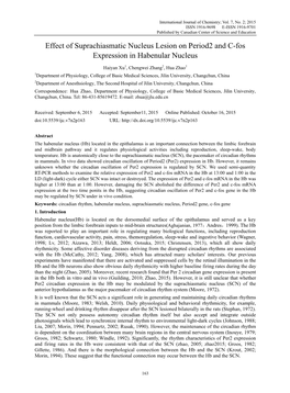 Effect of Suprachiasmatic Nucleus Lesion on Period2 and C-Fos Expression in Habenular Nucleus