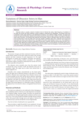 Variations of Obturator Artery In