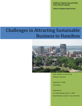 Challenges in Attracting Sustainable Business to Hamilton