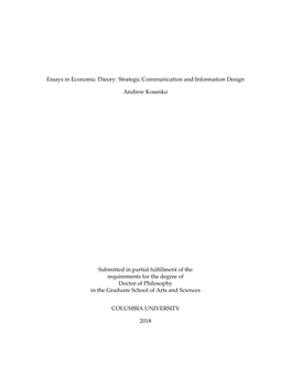 Essays in Economic Theory: Strategic Communication and Information Design