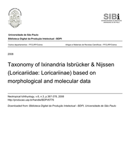 Taxonomy of Ixinandria Isbrücker & Nijssen (Loricariidae: Loricariinae) Based on Morphological and Molecular Data