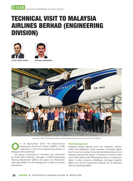 Technical Visit to Malaysia Airlines Berhad (Engineering Division)