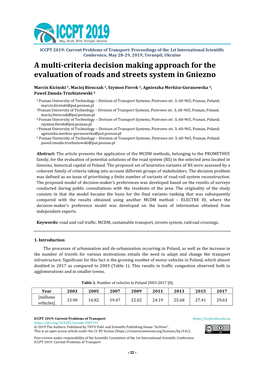 A Multi-Criteria Decision Making Approach for the Evaluation of Roads and Streets System in Gniezno