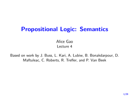 Propositional Logic: Semantics