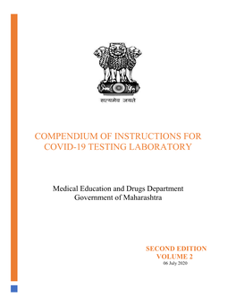 Compendium of Instructions for Covid 19 Testing Laboratory Second Edition Volume 2