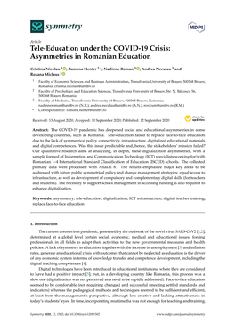 Tele-Education Under the COVID-19 Crisis: Asymmetries in Romanian Education
