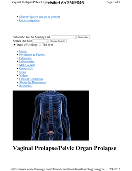 Vaginal Prolapse/Pelvic Organ Prolapse
