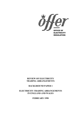 Review of Electricity Trading Arrangements