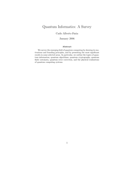 Quantum Informatics: a Survey