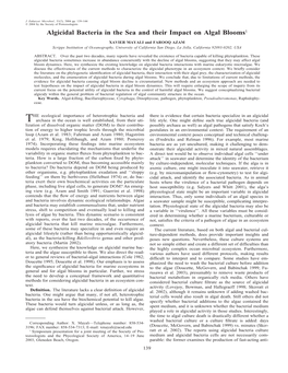 Algicidal Bacteria in the Sea and Their Impact on Algal Blooms1