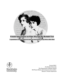 Female Interactions on Film: Beyond the Bechdel Test a Quantitative Content Analysis of Same-Sex-Interactions of Top 20 Box Office Films