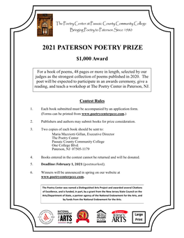 2021 Paterson Poetry Prize