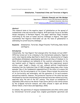 1 Globalisation, Transnational Crime and Terrorism in Nigeria Olakunle