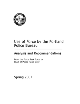 Use of Force by the Portland Police Bureau