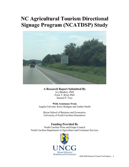 NC Agricultural Tourism Directional Signage Program (NCATDSP) Study