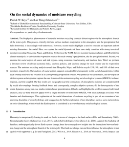 On the Social Dynamics of Moisture Recycling Patrick W