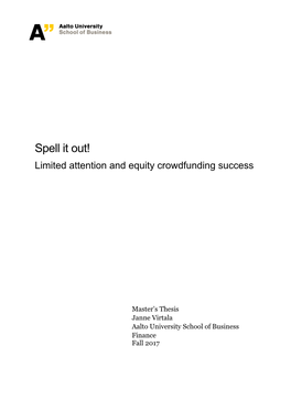 Spell It Out! Limited Attention and Equity Crowdfunding Success