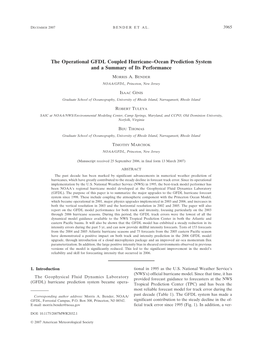 The Operational GFDL Coupled Hurricane–Ocean Prediction System and a Summary of Its Performance