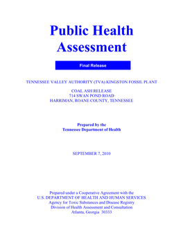 Public Health Assessment: TVA (KIF) Coal Ash Release