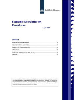 Economic Newsletter on Kazakhstan | April 2017