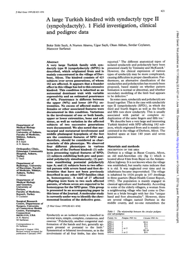 (Synpolydactyly). 1 Field Investigation, Clinical and Pedigree Data J Med Genet: First Published As 10.1136/Jmg.32.6.421 on 1 June 1995