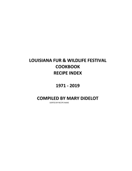 Louisiana Fur & Wildlife Festival Cookbook Recipe