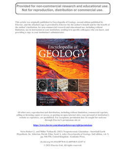 Neoproterozoic Glaciation-Snowball Earth Hypothesis