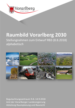 Raumbild Vorarlberg 2030 Stellungnahmen Zum Entwurf RB3 (8.8.2018) Alphabetisch