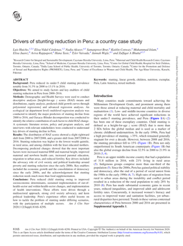 Drivers of Stunting Reduction in Peru: a Country Case Study