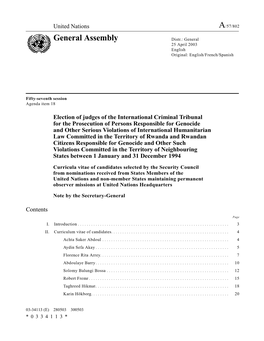 General Assembly Distr.: General 25 April 2003 English