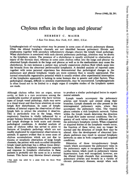 Chylous Reflux in Thelungs and Pleurae'